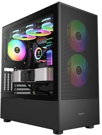 GAMDIAS TALOS M3 Mesh ATX Mid Tower - Carcasa para PC, 3 Ventiladores ARGB PWM, Panel Frontal de Malla de Flujo de Aire, Panel Lateral de Vidrio Templado sin Herramientas, Filtro magnético para el