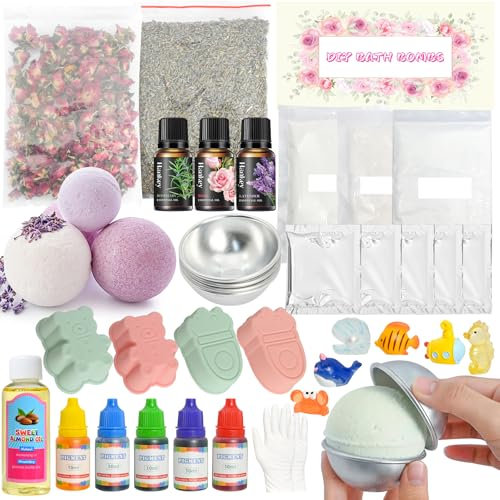 Vezerd Badebomben Selber Machen für Kinder, Badekugeln Bastelset mit Formen als Geschenke für Mädchen und Jungen ab 6 Jahre, Kreativ DIY Spielzeug Bade Bomben Seifen Selber Machen Set für Geburtstag