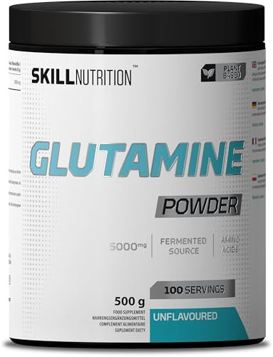 SKILL Nutrition Glutamine - 500 g | Hochwertiges L-Glutamin-Pulver | Unterstützt die Regeneration & den Muskelaufbau | Frei von Zucker & Füllstoffen | Vegan & Vegetarier-freundlich