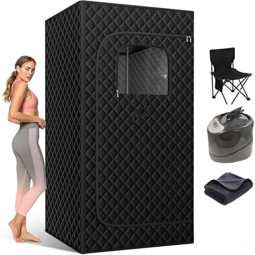 Sauna Pliable Cabine Sauna, Sauna À Vapeur Portable For La Maison, Tente De Sauna For La Relaxation Au Spa À Domicile, Hammam For Femmes/hommes Avec Sauna À Vapeur De 2,6 L Et 1000 W, Télécommande, No
