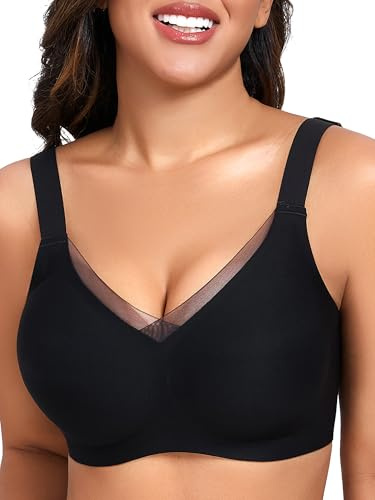 Gailife Crossover Bras for Women No Underwire Wireless Bralettes Seamless Supportive T Shirt Everyday Bras-Black,XL