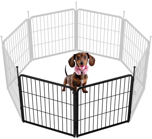 SunsGrove Dog Playpen with Wider Door, 60 cm 2 Panels Heavy Duty Dog Pen, Anti Rust Dogs Fence, Easy Insert into Soil, Pet Playpen for Yard RV Camping, Black