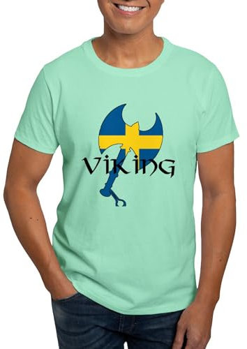 CafePress Swedish Viking Axe Dark T Shirt Men's Traditional Fit Dark Casual Tshirt Mint
