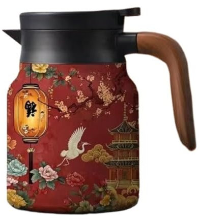 Generisch Théière isotherme à motif floral vintage – Infuseur intégré, pot à thé, thermos avec infuseur, pots à thé isolés en acier inoxydable, pour la cuisine