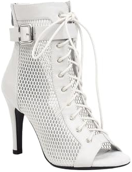 Sandalias Mujer Tacon Fino Fiesta Botas de Baile Heels con Cordones Zapatos Punta Abierta Botines de Baile con Tacón Alto Salsa y Bachata de Salon Sandalia Elegantes Moda Calzado de Danza