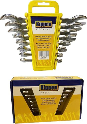 kippen 1045K - Juego de 8 llaves de boca doble de acero especial Medidas: 6x7-20x22 mm.