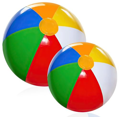 HFMYGS 2 Pcs Beach Ball, Beach Balls Inflatable, 27cm and 22cm Swimming Pool for Summer Water Games, Birthday Party Supplies Combo Set, Outdoor Activity Water Games