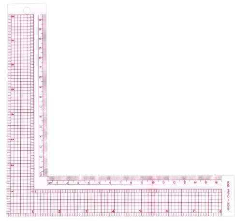 lasuroa L Square Ruler for Sewing, 90 Degree Transparent Plastic Tailor Sewing Measuring Tools Right Angle Ruler for Fabric Pattern Making & Quilting DIY Professional Use