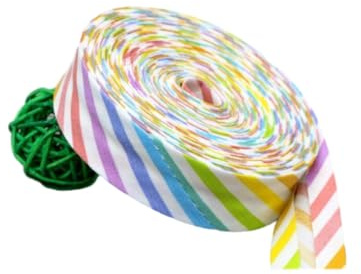 mophrati Cinta al bies estampada, adorno de moda para añadir personalidad a la costura, cinta de ribete de serie punteada y rayada, versátil, rayas del arcoiris