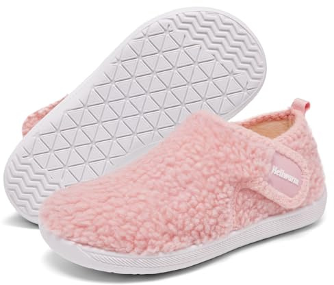 Heiiwarm Girls House Bedroom Warm Winter Slippers Pink For Big Kids 3