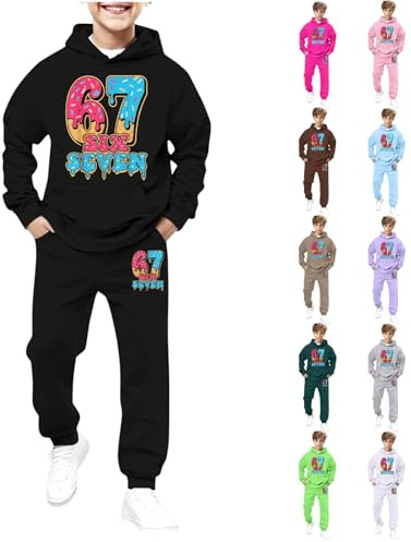 67 Meme Survêtement pour enfants garçons et filles Six Seven Sweat à capuche Survêtement chaud 2 pièces Survêtement unisexe Pantalon de jogging pour adolescents 2 pièces Ensemble cadeaux 2-13 ans
