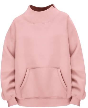 Voylansi Mock Neck tröja kvinnor överdimensionerad långärmad tröja kvinnor | Lös passform enfärgad tröja andningsbar bekväma tröjor för utomhus daglig användning mjuka lätta sweatshirts fritidskläder