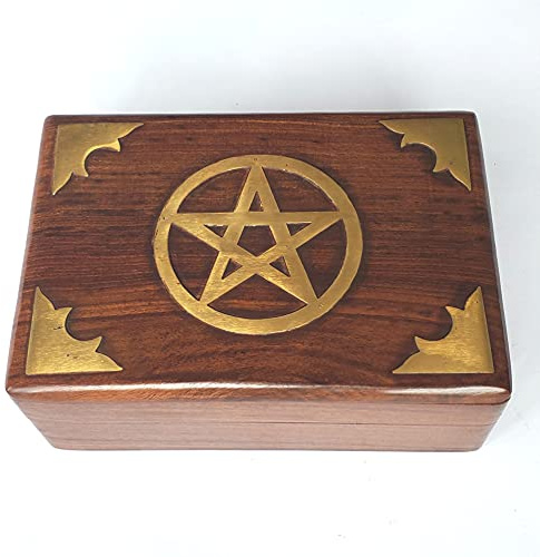 Purity Style Pentagram Rectangle Wooden Box - Storage for jewellery, trinkets and all things magical