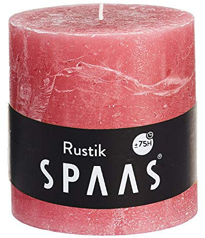 Spaas Bougie Pilier Rustique Non-parfumée 100/100 mm, ± 75 Heures - Vieux Rose