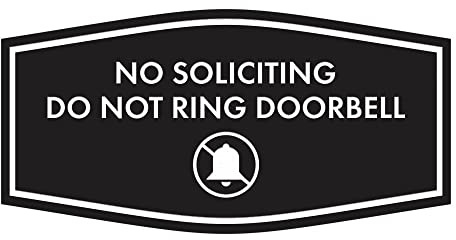 Fancy No Soliciting Do Not Ring Doorbell Sign (Black) - Medium 1 Pack