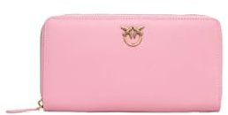 Pinko Ryder Zip Around Vitello Seta, Accessori da viaggio- Portafogli Donna, P31q_rosa Marino-antique Gold, 20