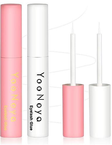 YOONOYA Eyelash Glue 2PCS (2 * 8ml) Super Strong Hold, For Sensitive Skin Glue,White Eyelash Glue Waterproof Lash Glue Strip Lash Cluster Adhesive 2 * 0.28oz 16ml