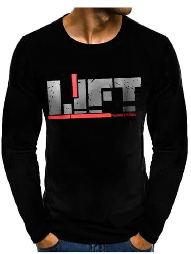 HOTCAT Herren Langarmshirt Baumwolle Longsleeve Drucken T-Shirt Moderner Männer Langarmshirt