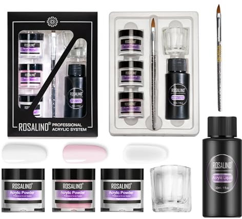 Set di Polveri Acriliche per Unghie, Kit polvere per unghie acrilica per principianti, con kit di polvere acrilica rosa trasparente a 3 colori #6