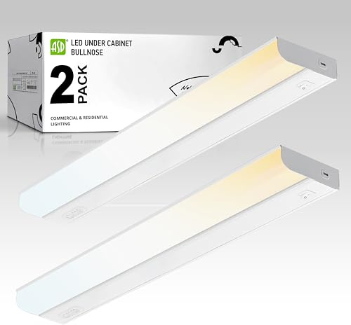 ASD 2 Pack 24 Inch Hardwired LED Under Cabinet Lights, On/Off & 5CCT Switch 2700K-5000K, 12W 1051LM CRI90+, Direct Wire Low Profile Linkable Fixture, Dimmable Under Counter Kitchen Lighting, White, UL