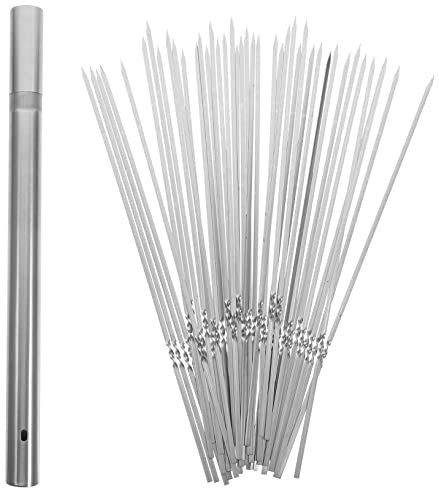 OFFSCH Spiedini Da Barbecue in Acciaio Inossidabile Set Spiedini Per Grigliate Bastoncini Per Carne E Verdure Con Tubo Utility