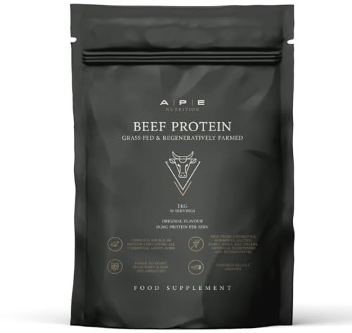 APE Nutrition Natural Grass-Fed Beef Protein Powder | Pure Unflavoured Protein Supplement for Muscle Growth & Recovery | Rich in Collagen | Clean Formula with Essential Amino Acids & Vital Nutrients