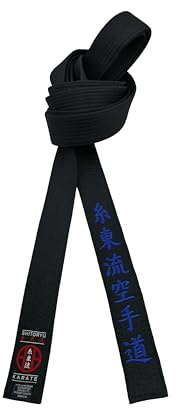 Shito-Ryu Karate - Cinturón negro de karate de 4 cm de ancho, cinturón japonés bordado unisex al por mayor, negro, 300cm