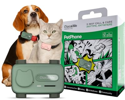 GlocalMe PetPhone for Dog and Cat, Support Play Music and 2-Way PetChat, Pet Community and AI Health Alerts, Real Time Tracking and Virtual Fence, Unlimited Range Pet GPS Tracker (Green)