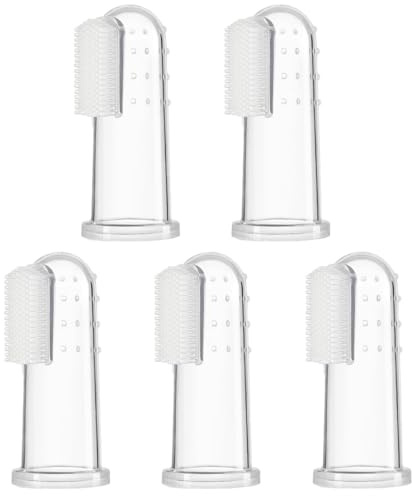 CUEMOON 5 Stück Baby Silikon Fingerzahnbürste, Beruhigen und Stimuliert das Zahnfleisch, Kindermundpflege, Fingerzahnbürste Baby für 6-18 Monate