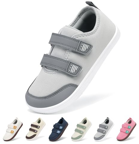 SAGUARO Enfant Barefoot Shoes Chaussures Minimalistes Baskets Fille Garçon Légères Sneakers Pieds Nus à Avant-Pied Large pour Quotidien École Jeux et Sport Gris Clair,GR.26