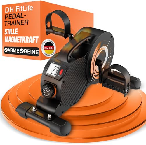 DH FitLife Mini Motionscykel/Bordscykel för Hemmet, Magnetisk Bentränare med 16 Motståndsnivåer, Tyst, med Display, Halksäker, för Seniorer och Rehabilitering, Upp till 220 kg