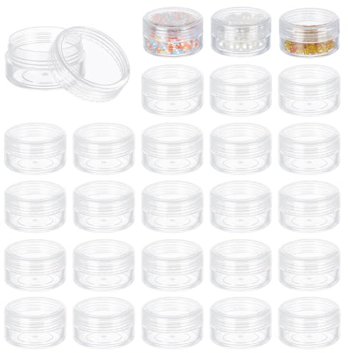 BENECREAT 30 Pack (15ml) Contenitore di Stoccaggio Vuoto Barattolo di Plastica Trasparente con Tappi a Vite per Perline, Glitter, Trucco, Cosmetici e Crema