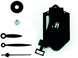 Clock-it Meccanismo orologio pendolo con Canotto extra lungo 24mm, Lancette plastica nere. Kit per riparazione, sostituzione o realizzazione orologio pendolo da parete.