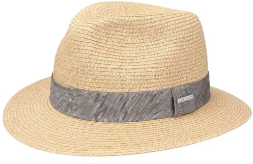 Stetson Nark Traveller Strohhut Toyo-Stroh mehrfarbiges Ripsband Damen Herren Frühling Sommer beige-meliert S (54-55 cm)