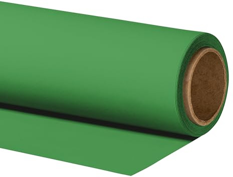 Walimex pro Hintergrundkarton 1,35 x 10 m grün Chroma, robuster Fotohintergrund aus Karton, Fotoleinwand als Backdrop für Fotostudio, reflexfrei, strapazierfähig, ideal für Produktfotografie