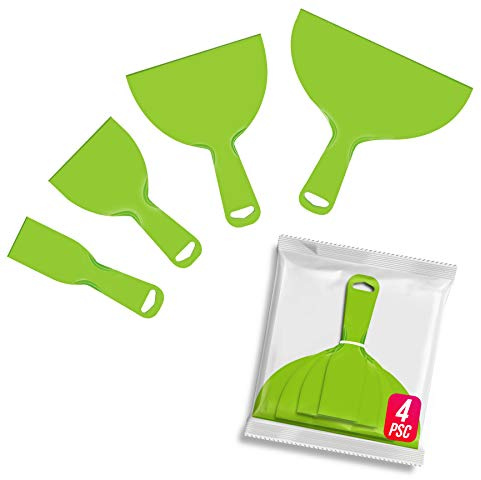 BANGBANGSING 4 Pack Putty Knife, Large Size Pack, Flexible Plastic Paint Scraper Tool for Spackling, Wallpaper Scraper Plastic, Spatula Scraper, Spackle Tools