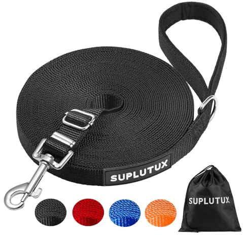 Guinzaglio per Cani, Lunghina per Cane 5 Metri, Guinzaglio Addestramento Regolabile con Impugnatura Imbottita, Ideale per Allenamento, Passeggiate e Attività Outdoor (Nero,5m/16ft)