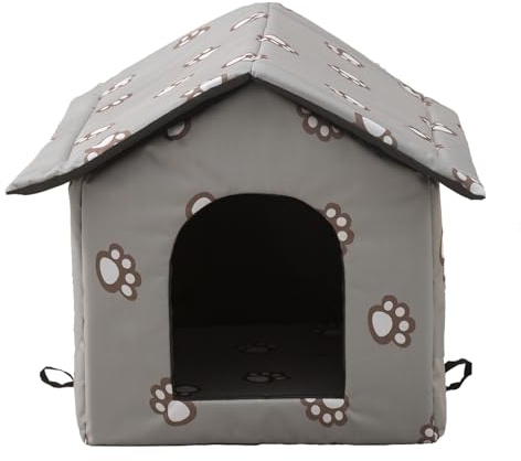 VARMTOR Outdoor Cat House, Cat Houses for Outdoor Cats, Weatherproof Warm and Insulated Cat House with Transparent Curtain Pet House, Stray Cats Shelter