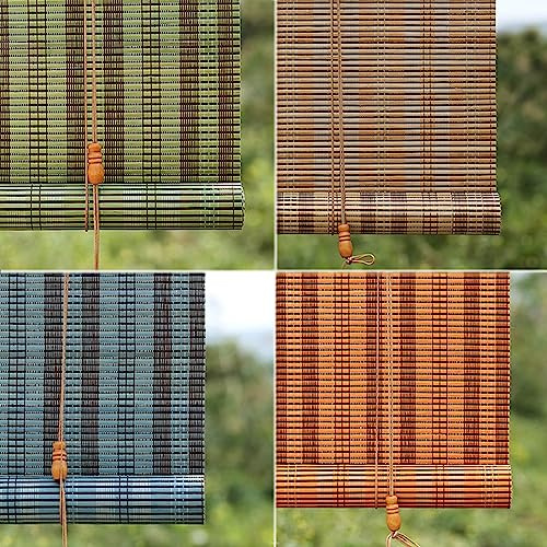 Bamboo Roller Blinds Shades Natural Wooden Roman Blinds, For Indoor Decorative Door Windows Garden Gazebo Patio Sun Screens, Width 60 90 100 110 120cm, Vertical Blackout Blinds For Kitchen