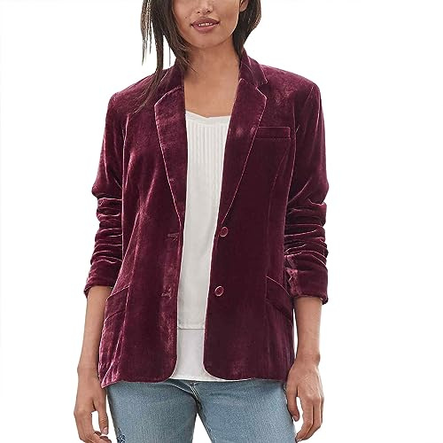 Femme Blazer en Velours Côtelé à Manches Longues OL Bureau Affaires Jackets Élégant Cardigan Blouson Jacket Veste De Costume à Revers avec Bouton Veste Vintage Devant Ouvert Manteau