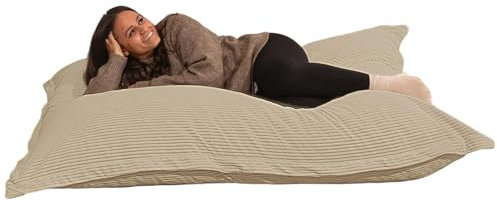 bananair - Sitzsack XXL aus Cordstoff für Kinder und Erwachsene, Weich und Bequem, Maschinenwaschbarer Bezug - Sitzsack mit Füllung, Giant Bean Bag, Puff, Bodensofa (180x140 cm, Beige)