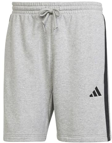 adidas Herren Essential Three Stripes French Terry Short, medium Grey Heather/Black, XL