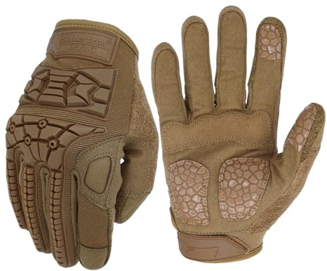 Seibertron T.F.F.I.G Tactical Gloves - Anti-Vibration, Super Grip, Flexible Rubber Protection for Outdoor Activities Coyote L