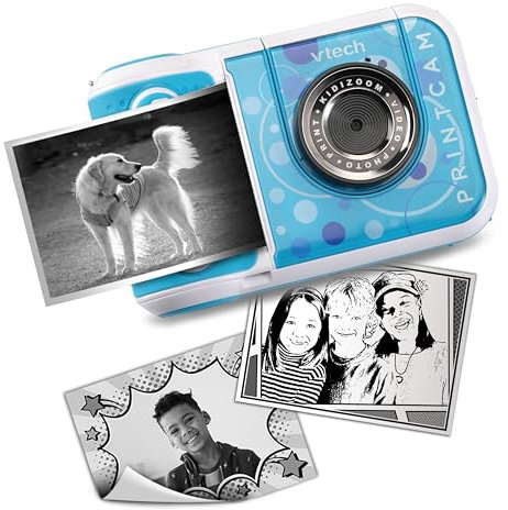 VTech Kidizoom Printcam, Macchina Fotografica per Bambini con 40+ Effetti Speciali, Fotocamera Istantanea per Bambini, Carta Termica Inclusa, 5MP, Lingua Italiana, Batterie Incluse, 5-12 Anni