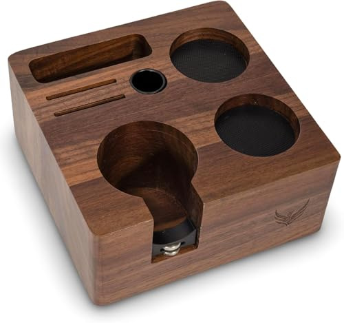 KNODOS 58mm Walnut Espresso Tamper Station – Portafilter Holder | Coffee Tamping Station Organiser for Sage Oracle, Gaggia Classic, E61 Espresso Machine Accessories