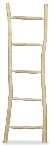 5 Step CN Werkstattleiter Dekoleiter Stehleiter Badleiter Badhocker Natur Teak 45x150cm
