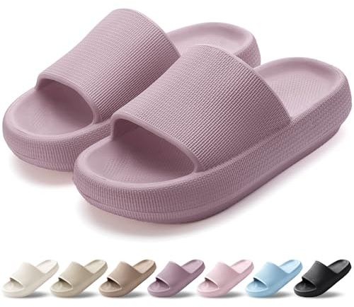 VAVOBIS Sliders Cloud Slippers Women Men Lightweight Slippers Cloud Sliders Non-Slip Flip Flops with Thick Sole for Bathroom Pool Beach House Waterproof Indoor/Outdoor，Blush，4-5 UK
