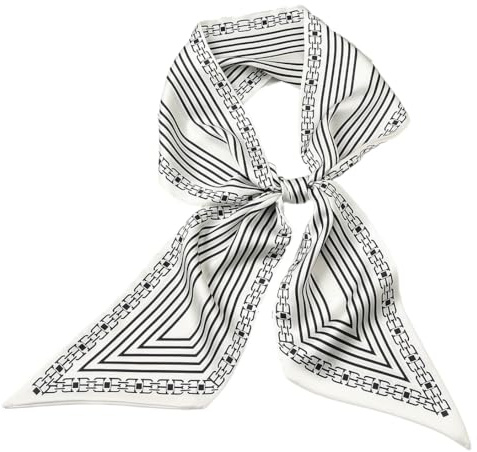 GIMIRO sidenscarf i satin 148 x 13,5 cm med dubbla lager och fåll för kavaj, kappa, klänning, 148cm x 13,5cm