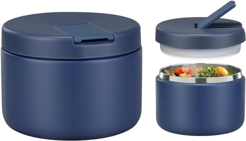Itslife Thermobehälter für Essen 350ml Edelstahl Warmhaltebebehälter, Kinder auslaufsicherer Lunchbehälter mit Schnallenabdeckung, Weithals, Isolierung, geeignet für kaltes&heißes Essen Blau
