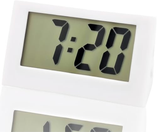 Small Di-gital Travel Clock,Digital Clock for Bedside Travel,Small Digital Cl-ock,Tra-vel Alarm Clo-ck with Light Battery Powered,Bedside Tra-vel Alarm Cl-ock,Di-gital Clok Battery Powered Only(White)